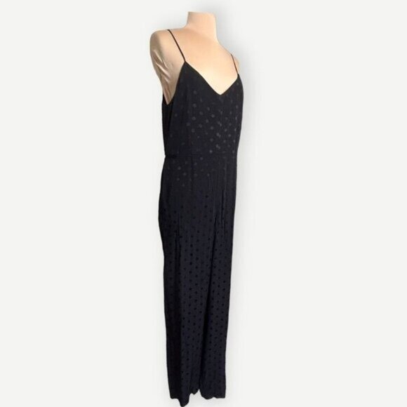 ANTHROPOLOGIE Black Polka Dot Jumpsuit 6 The Essential V Neck EUC Classic Party - Picture 5 of 10